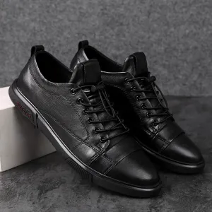 Advbridge Luxury Genuine Leather Men Casual Shoes Classic Male Lace-Up Outdoor Flats Fashion Korean Style Simple Footwear New Men Sneakers