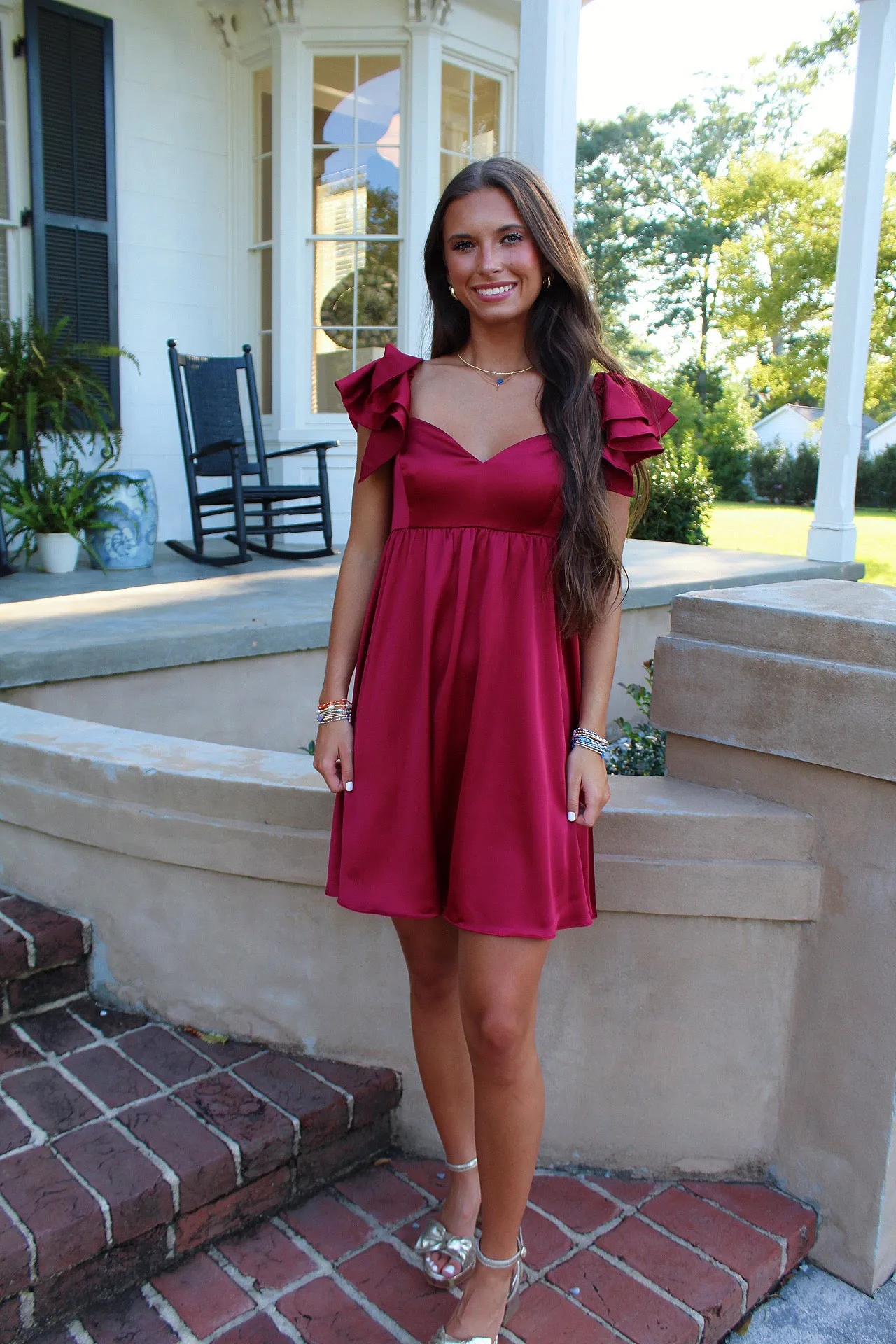 After Game Flowy Dress Maroon