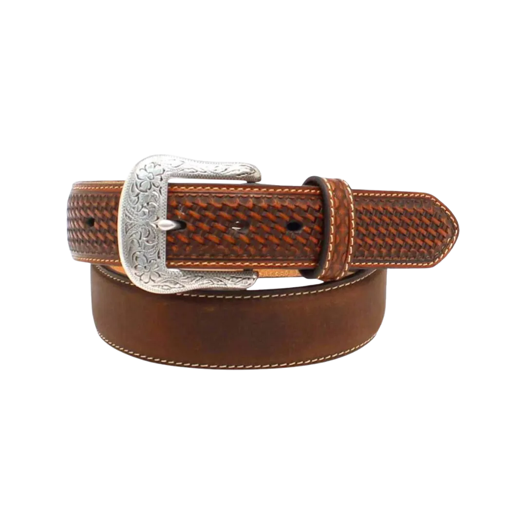 Ariat Mens Crosswoven Brown Leather Belt