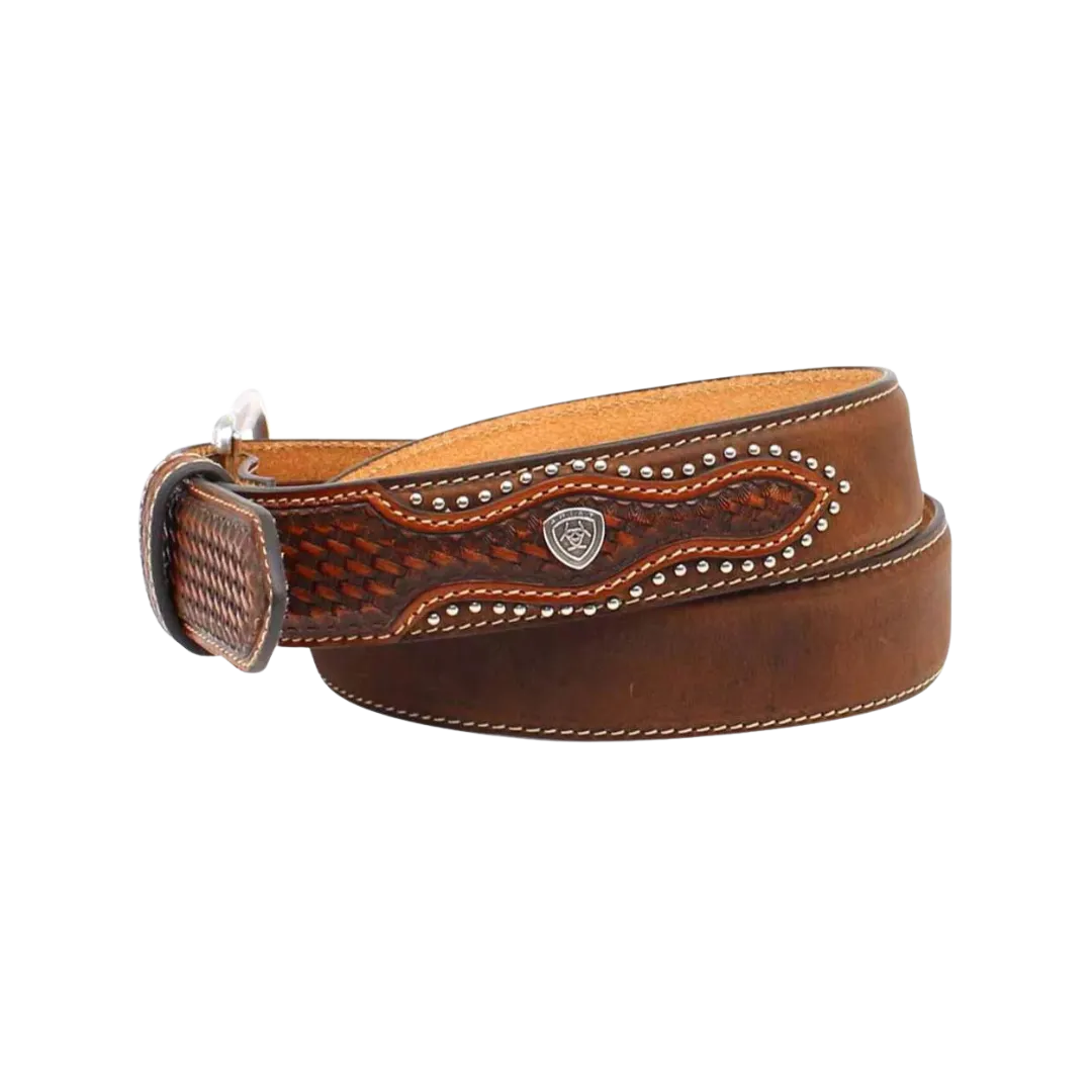 Ariat Mens Crosswoven Brown Leather Belt