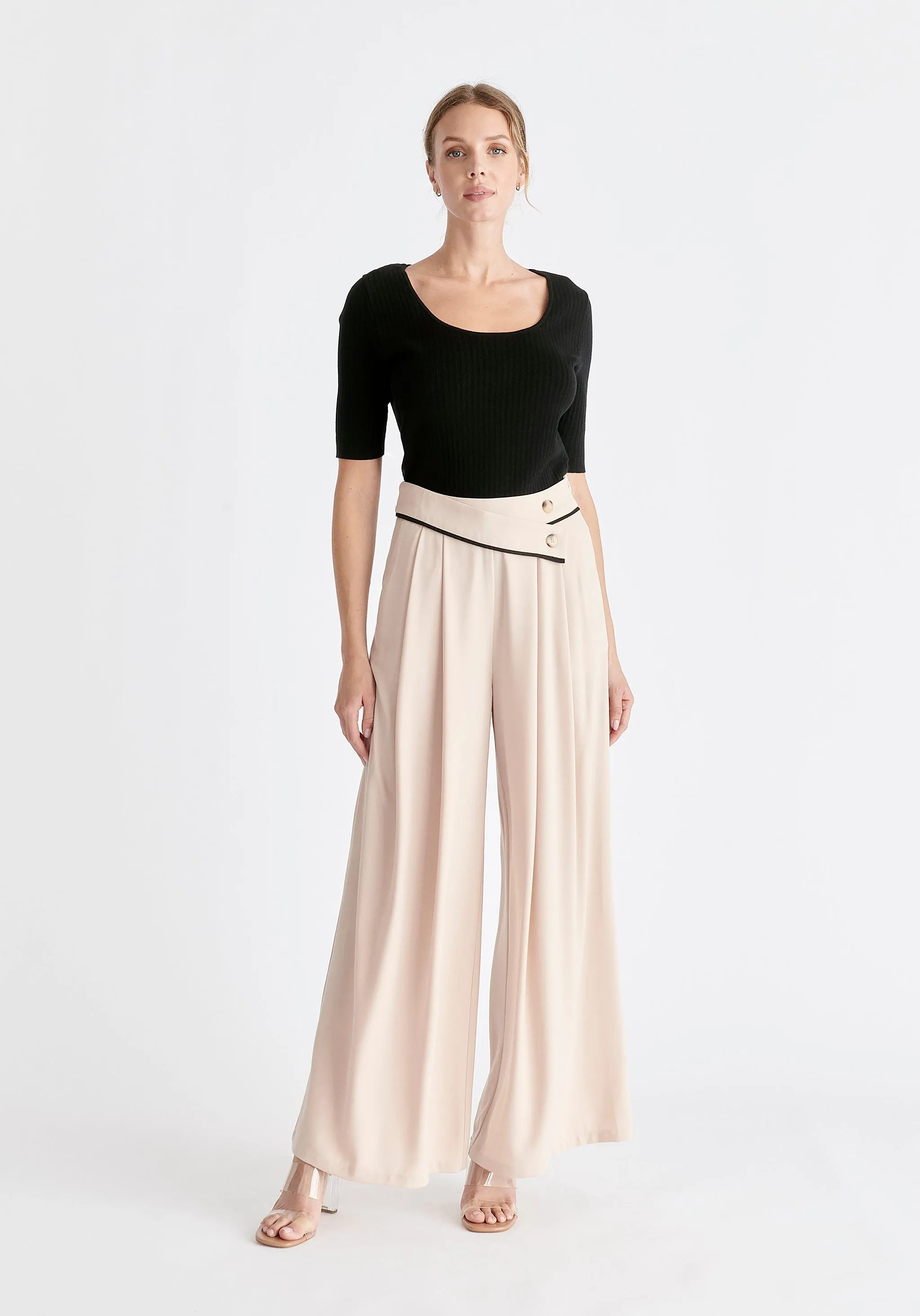 Asymmetric Waistband Trousers