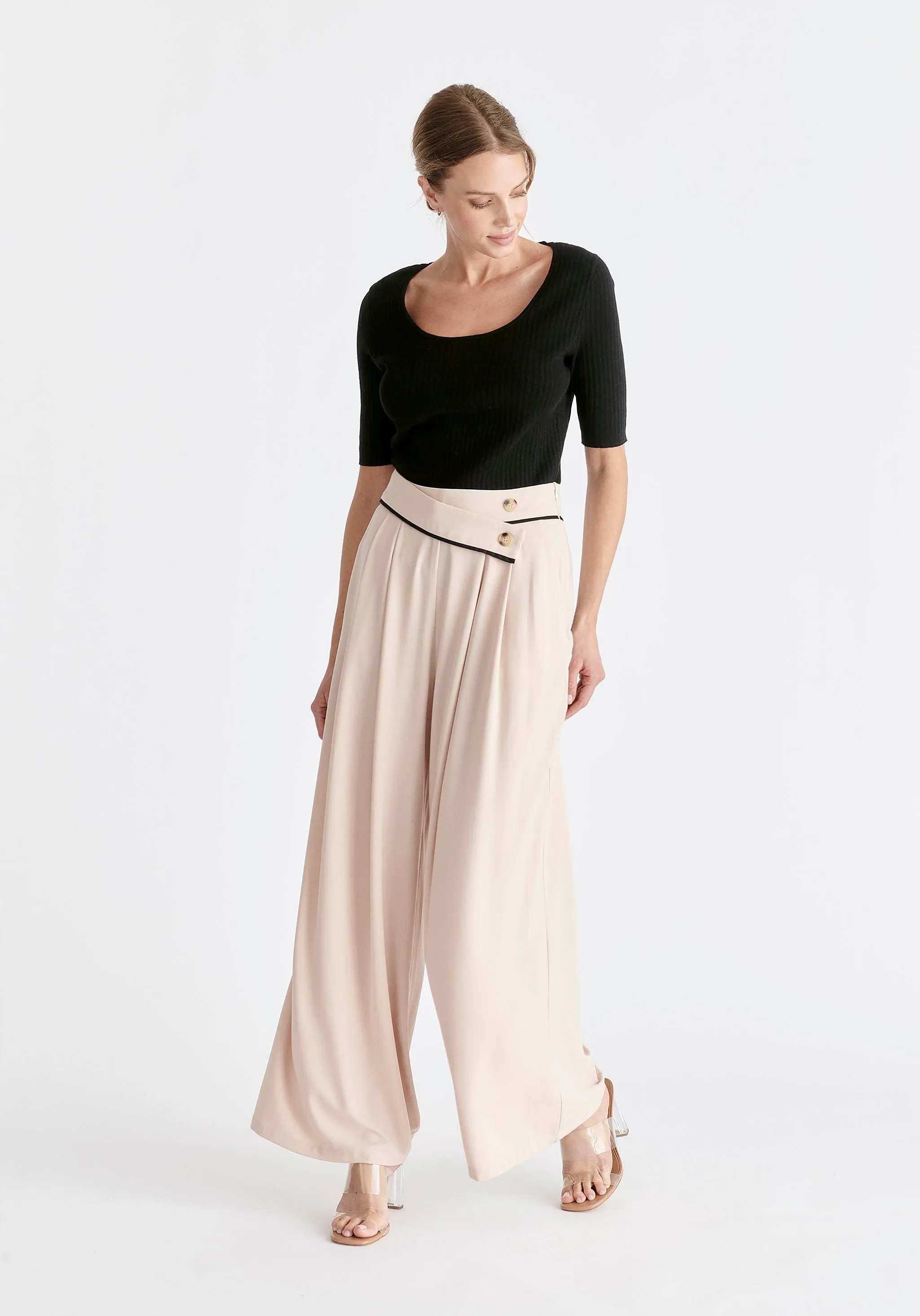 Asymmetric Waistband Trousers