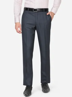 Blue Checked Classic Fit Formal Trouser | Greenfibre