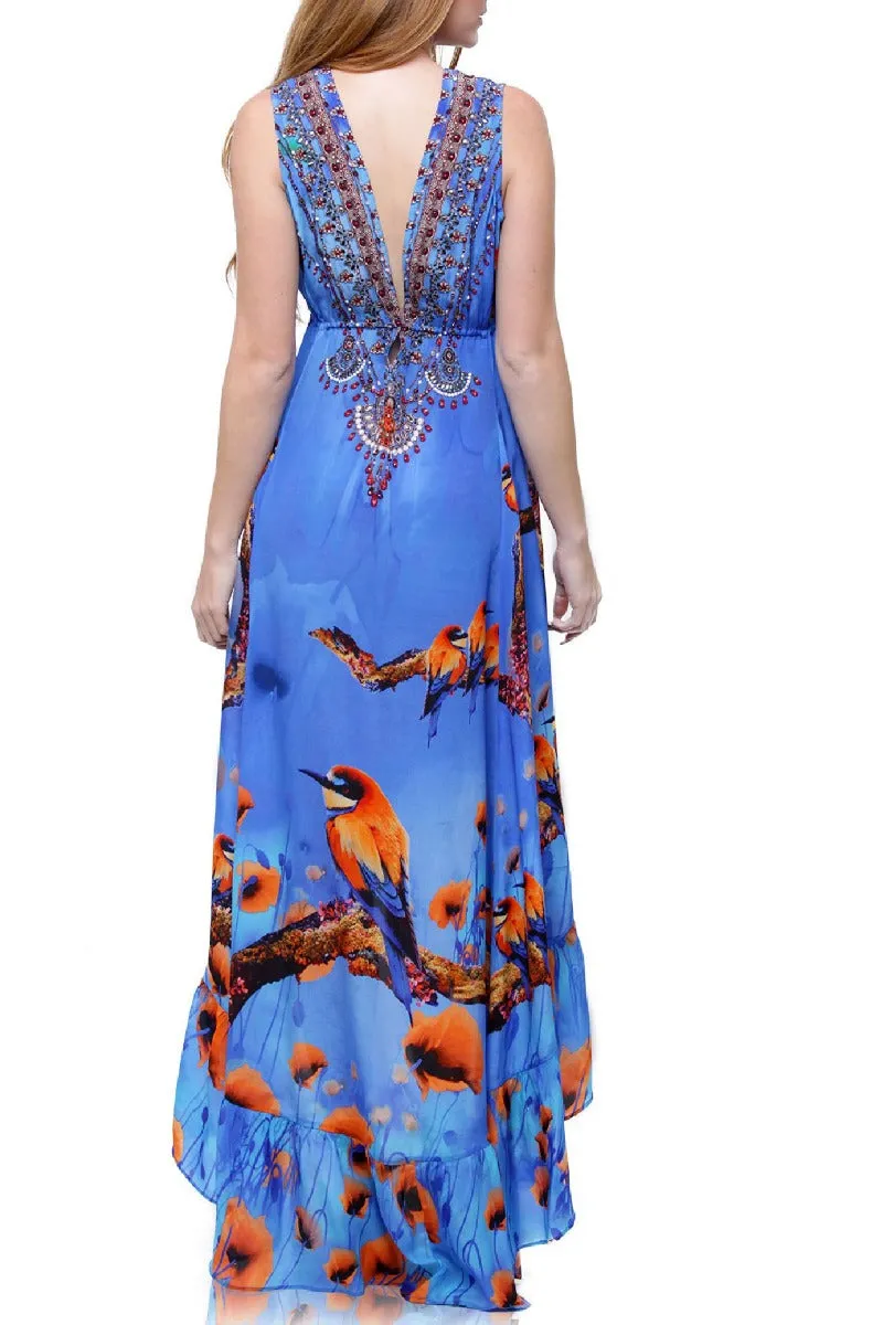 Blue High Low Flowy Maxi Dress