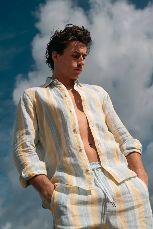 Butter Beach Stripe Linen Short