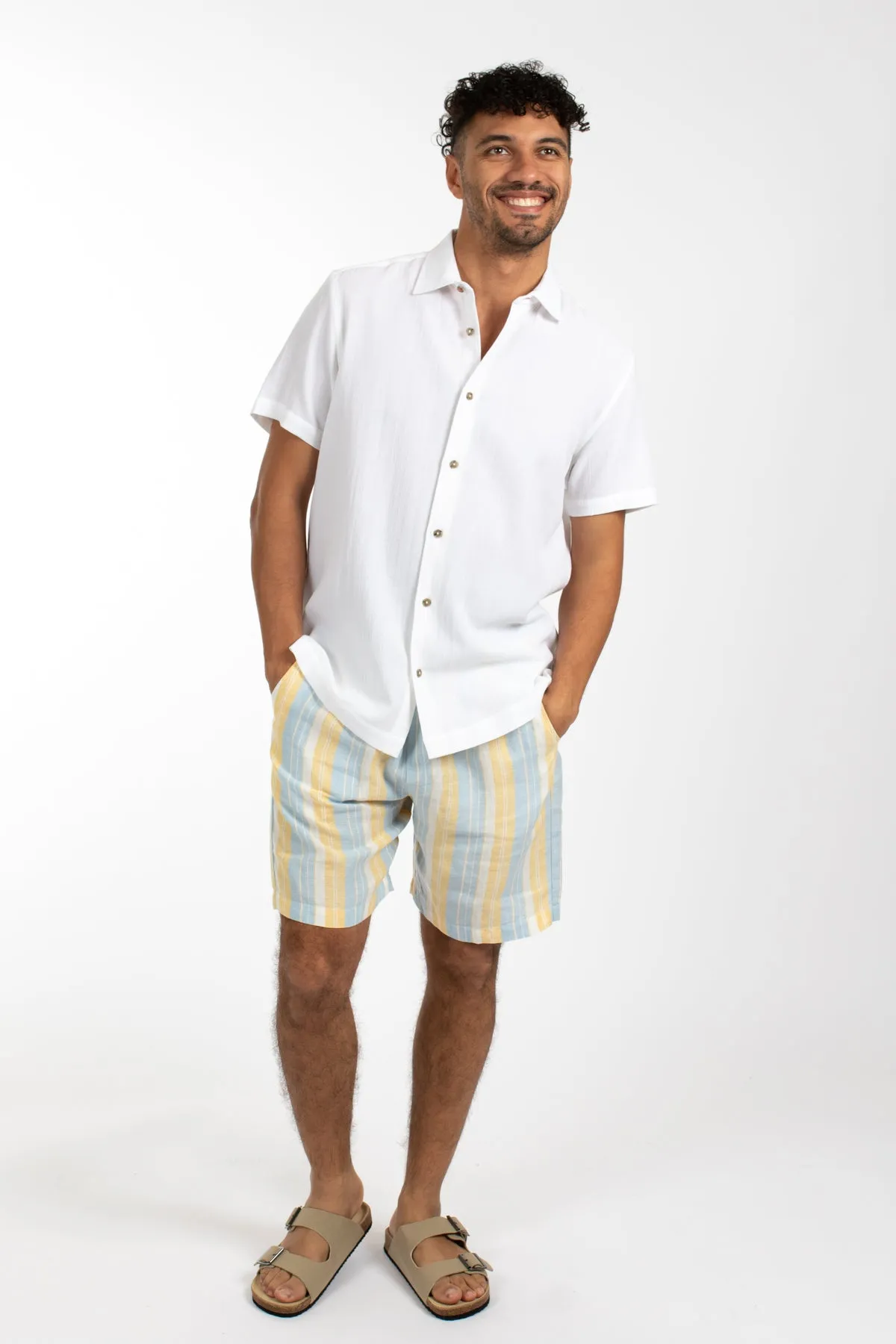 Butter Beach Stripe Linen Short