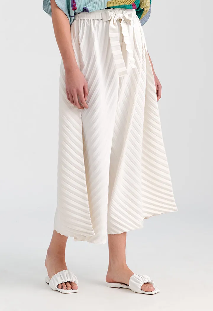 Choice Accordion Pleated Solid Culottes Cream