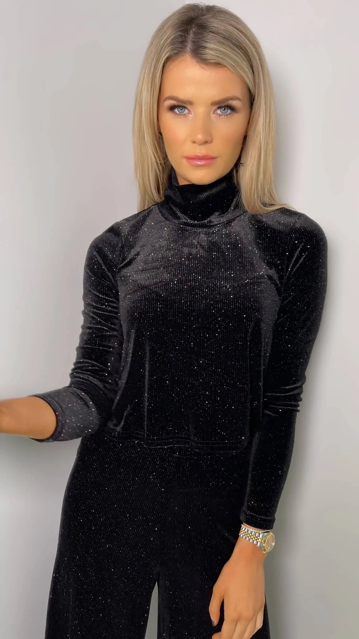 CLARA BLACK VELVET SHIMMER TOP