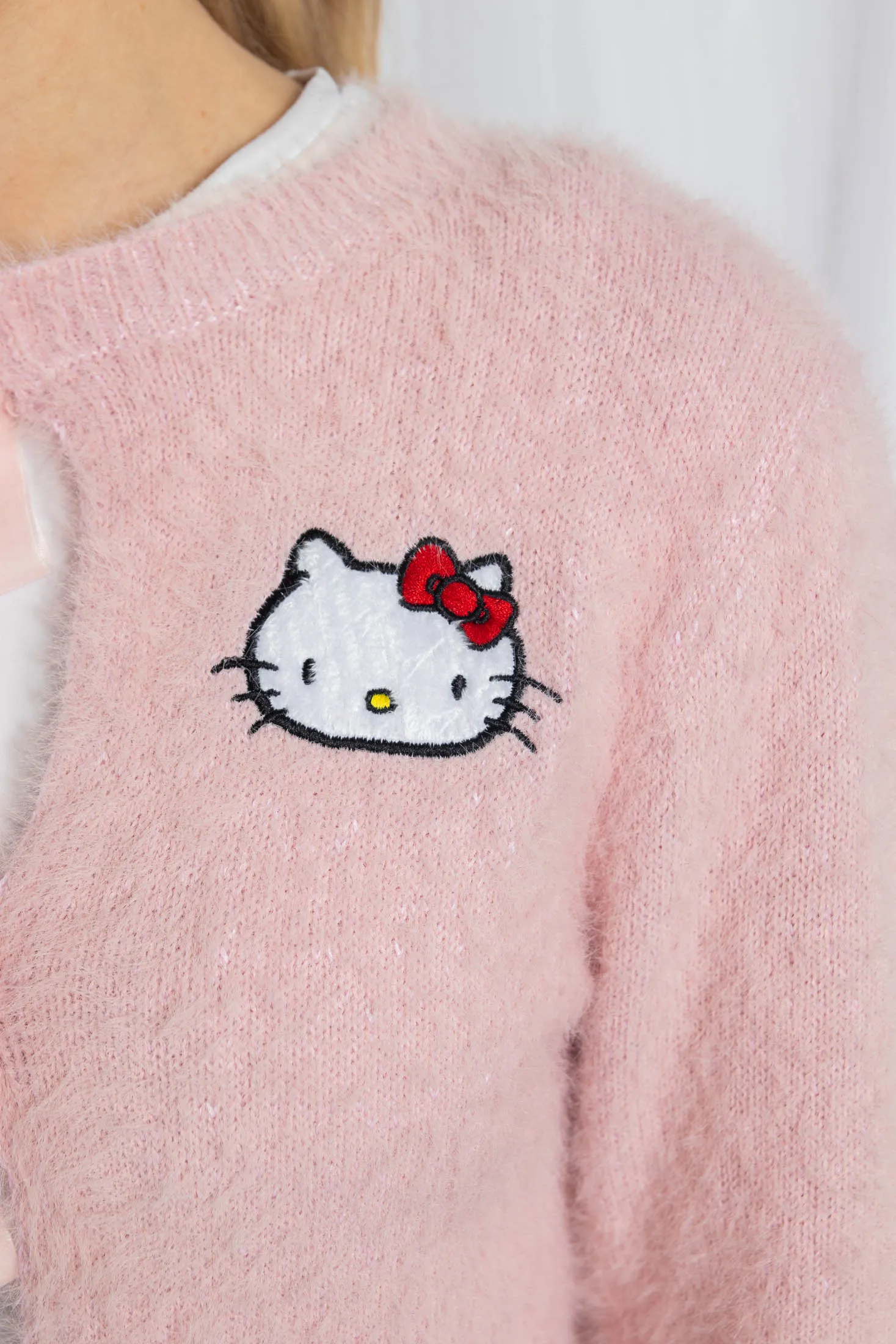 Daisy Street Hello Kitty Fluffy Tie Cardigan