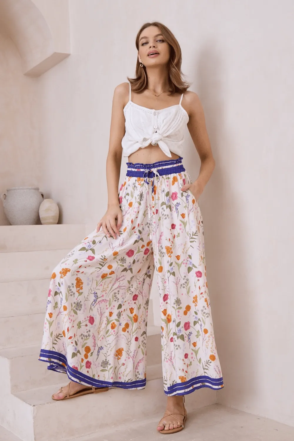 Della Wide Leg Pants - Floral