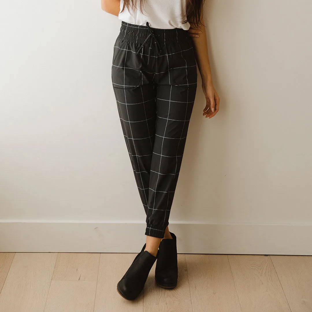 Destination Joggers, Black Windowpane