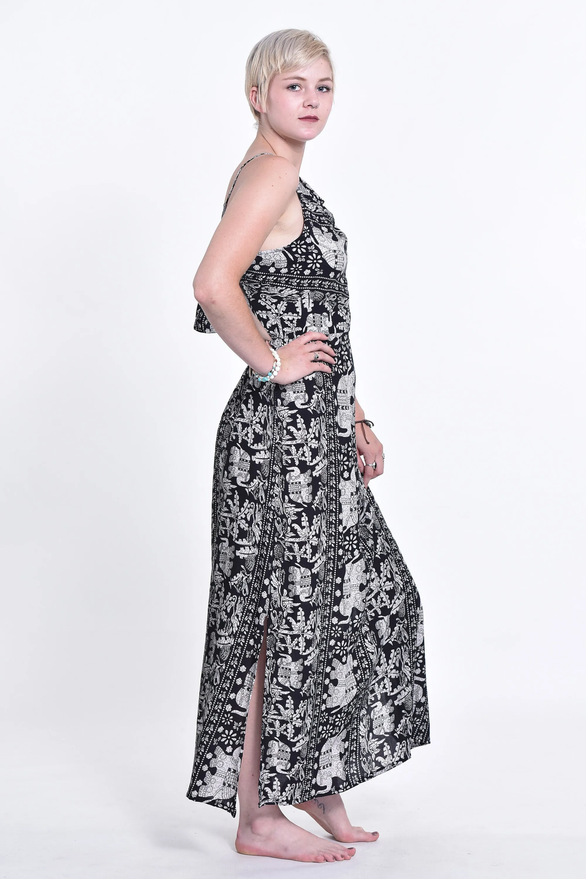 Elephant Orchard Tie Back Maxi Dress in Black