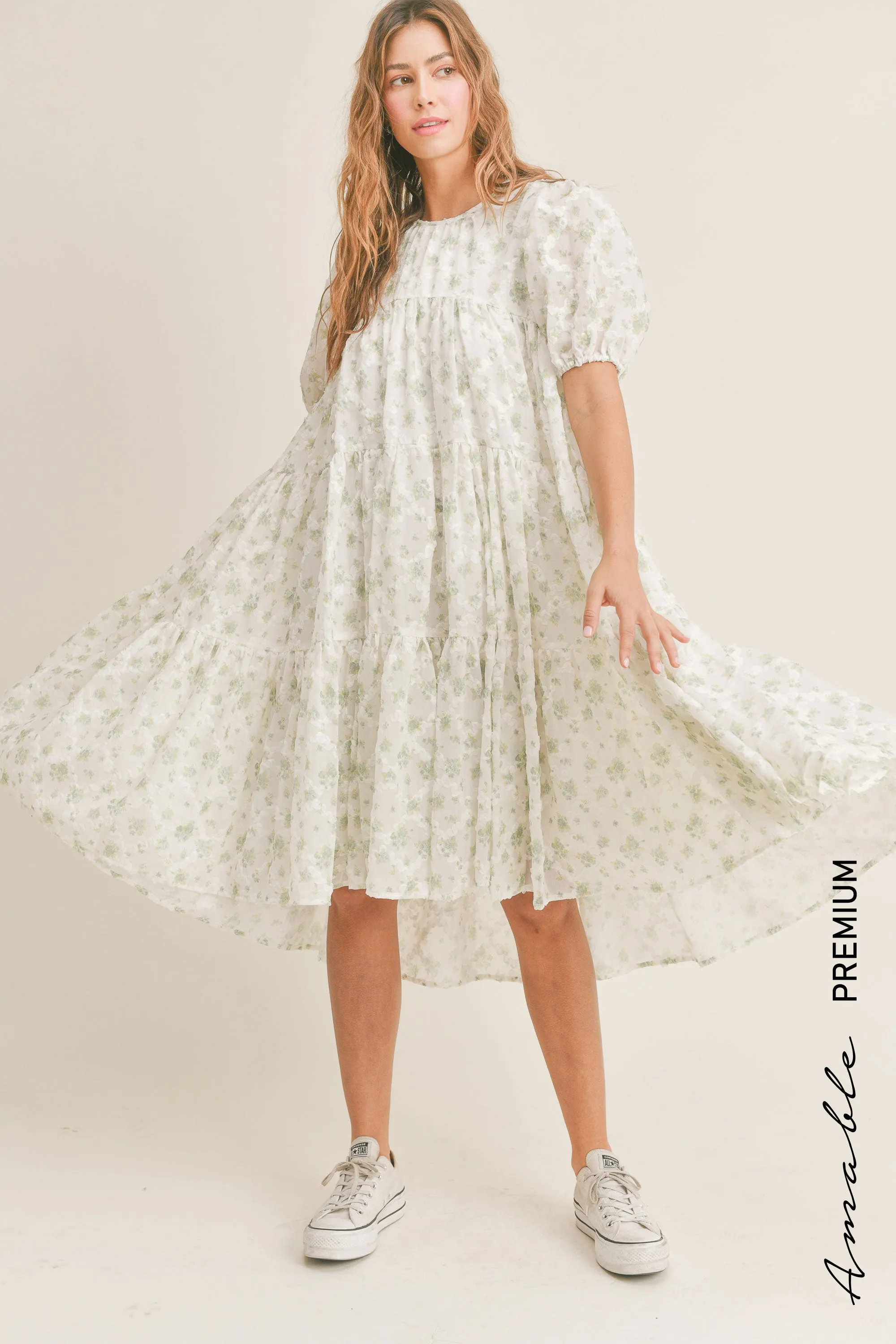 ESTELLA PUFF SLEEVE FLORAL DRESS