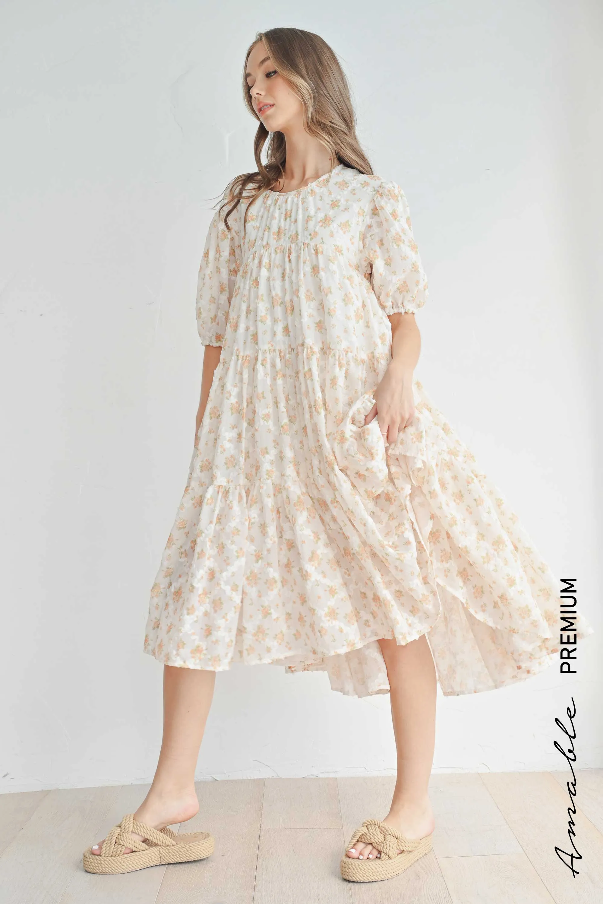 ESTELLA PUFF SLEEVE FLORAL DRESS