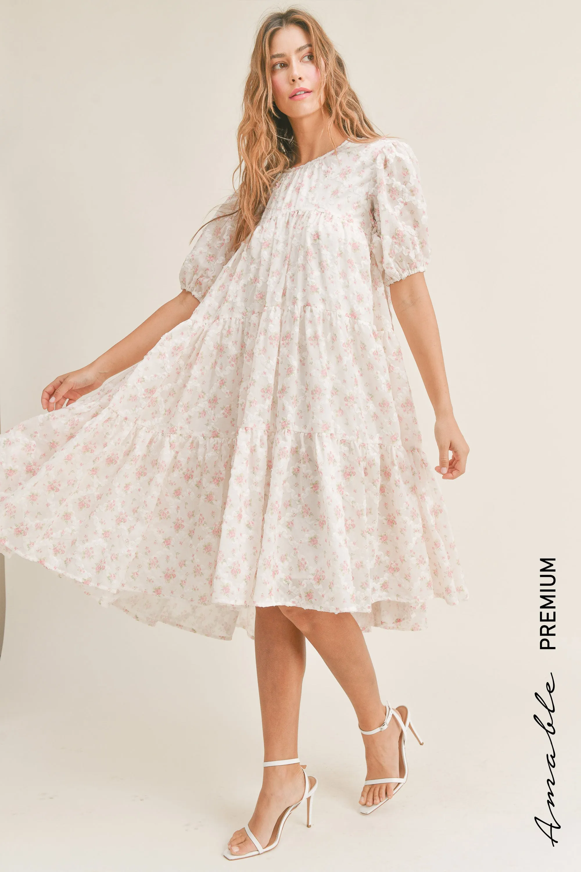 ESTELLA PUFF SLEEVE FLORAL DRESS