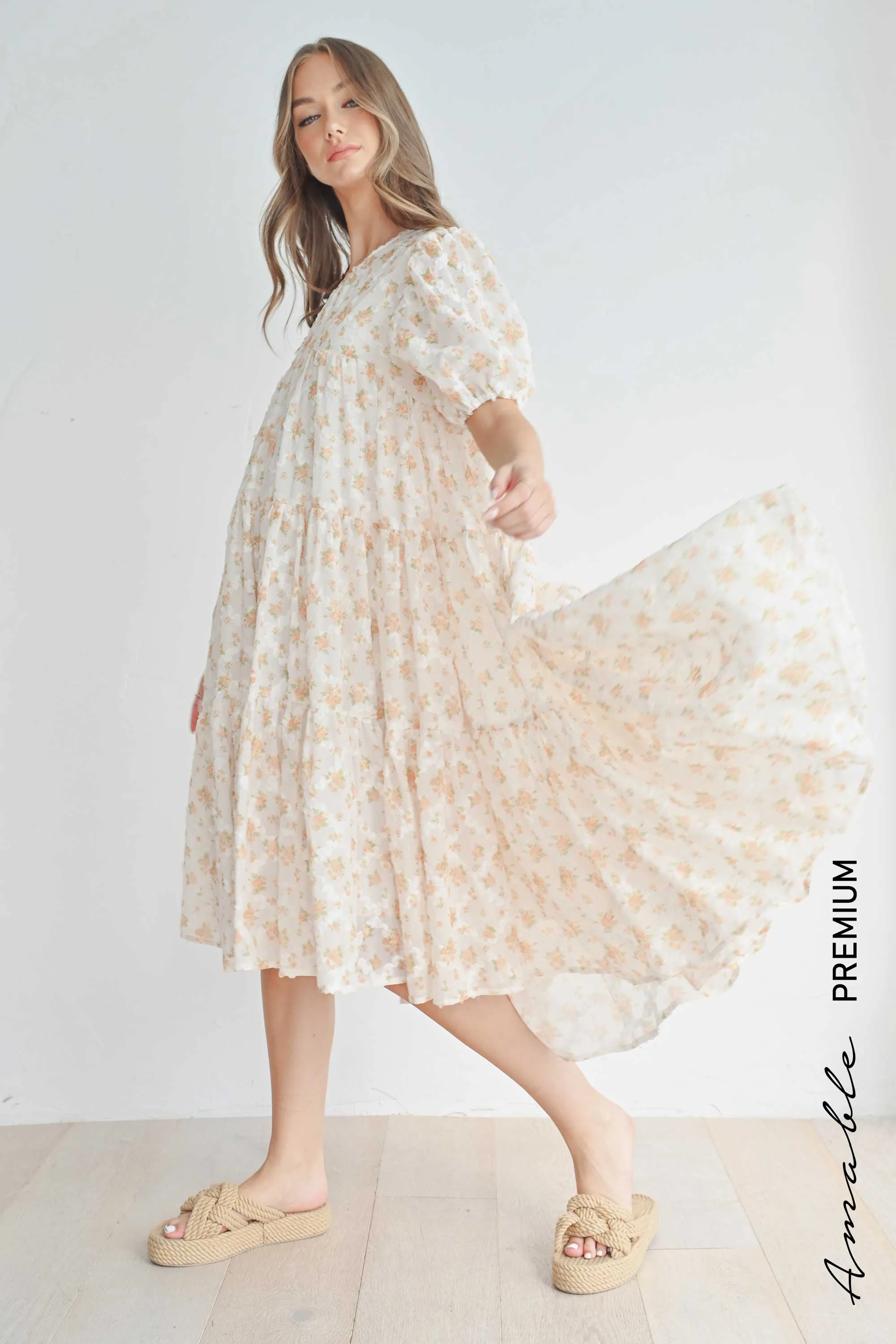 ESTELLA PUFF SLEEVE FLORAL DRESS