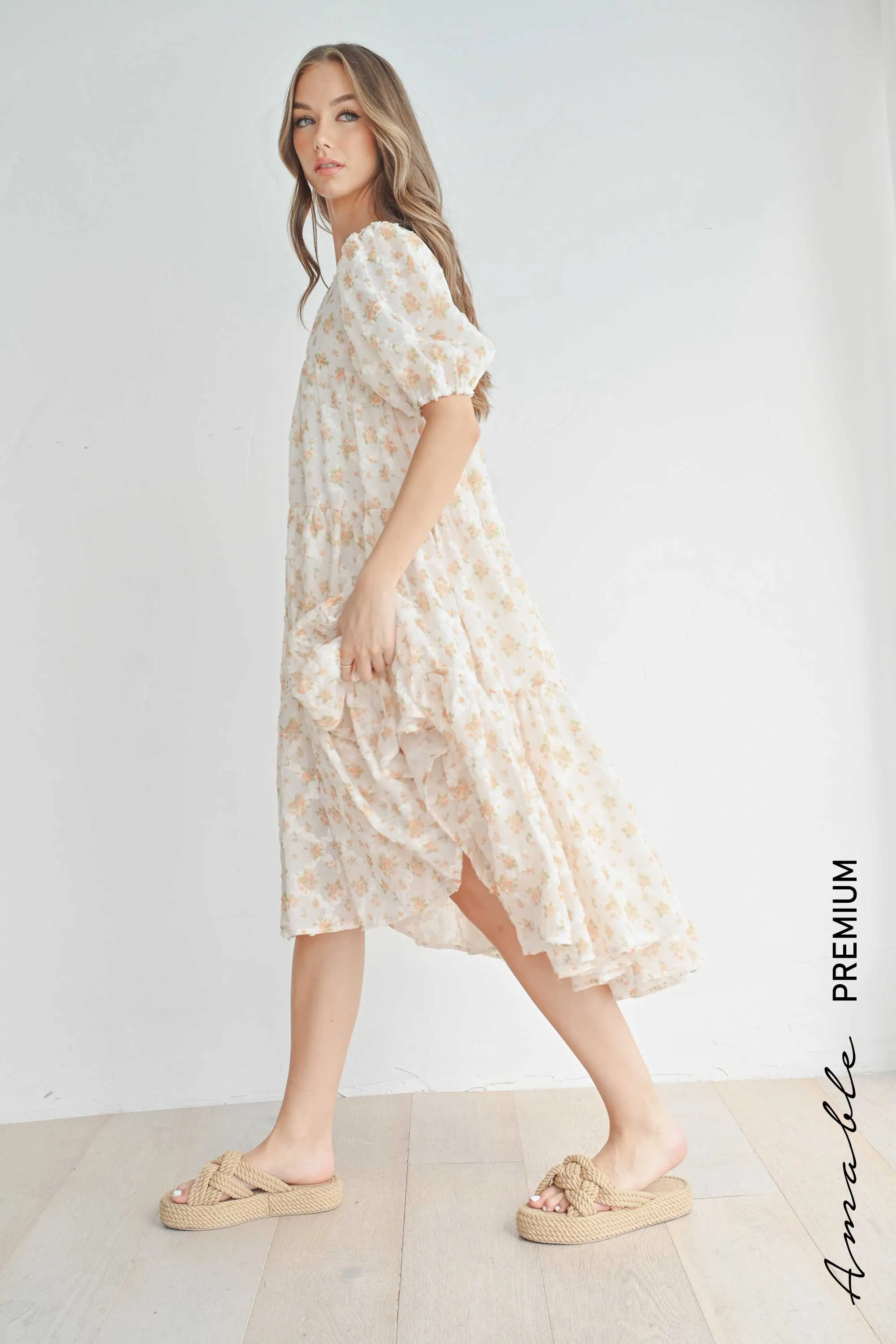 ESTELLA PUFF SLEEVE FLORAL DRESS