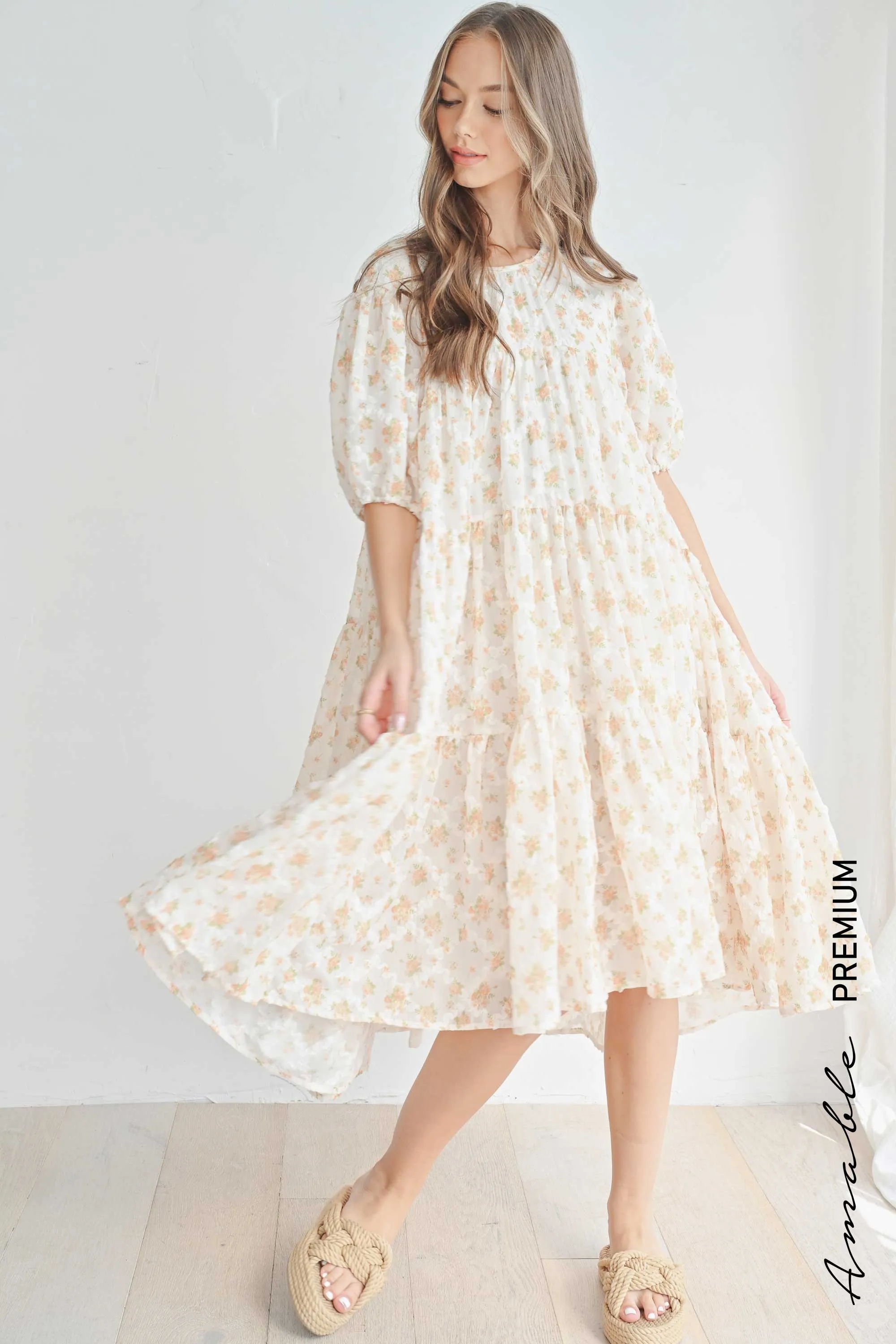 ESTELLA PUFF SLEEVE FLORAL DRESS