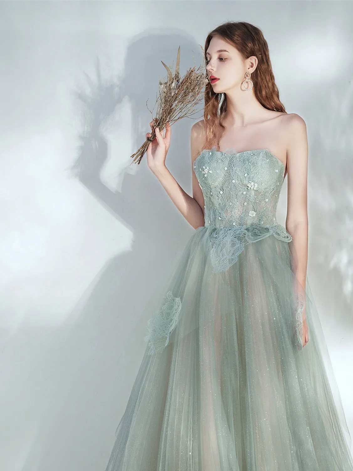 Flowy Light Green Prom Dress