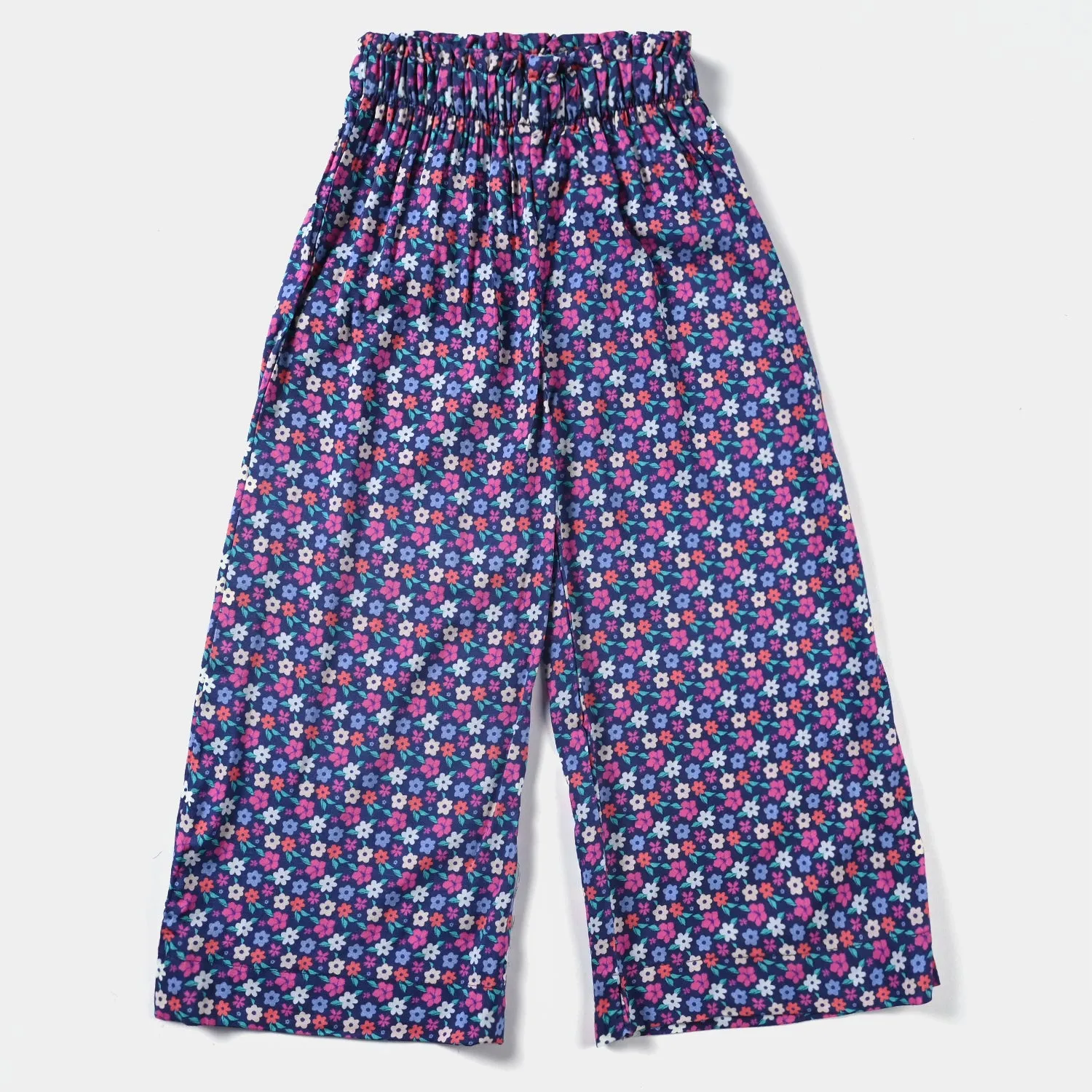 Girls Cotton Poplin Printed Culotte Blue Floral