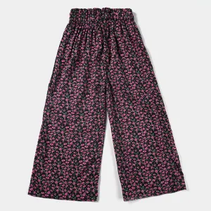 Girls Cotton Poplin Printed Culotte Pink & Black Floral