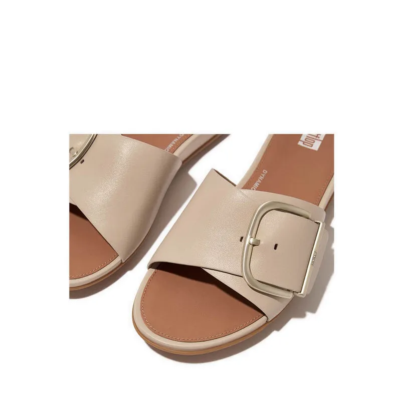 GRACIE MAXI-BUCKLE LEATHER SLIDES