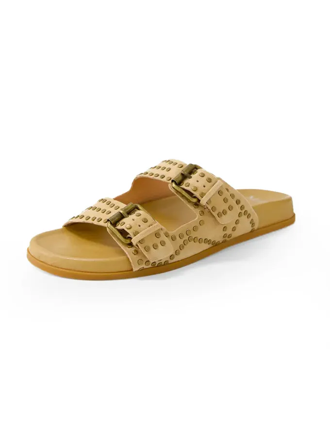 Heire Slides Camel Suede / Brass