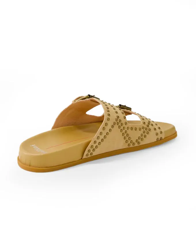 Heire Slides Camel Suede / Brass