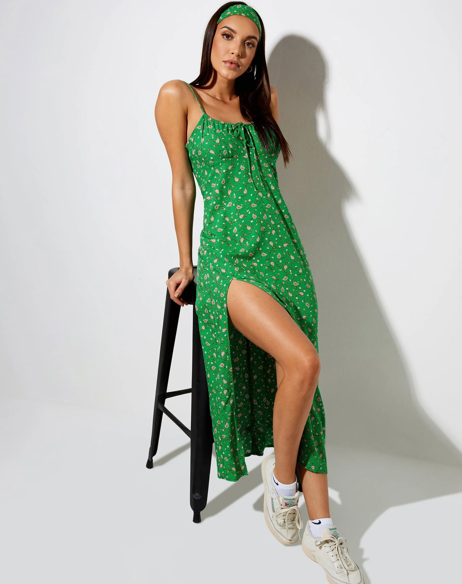 Herbert Midi Dress in Paisley Fun Green