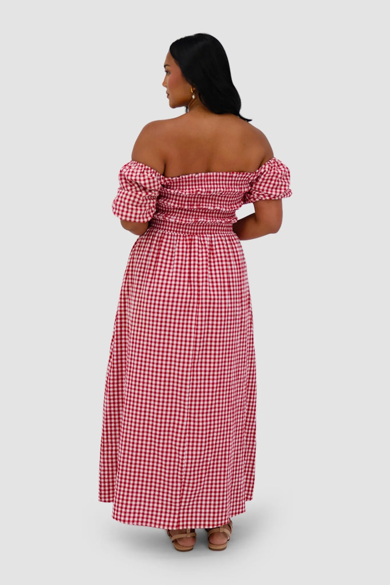 ISMAE MAXI DRESS RED GINGHAM