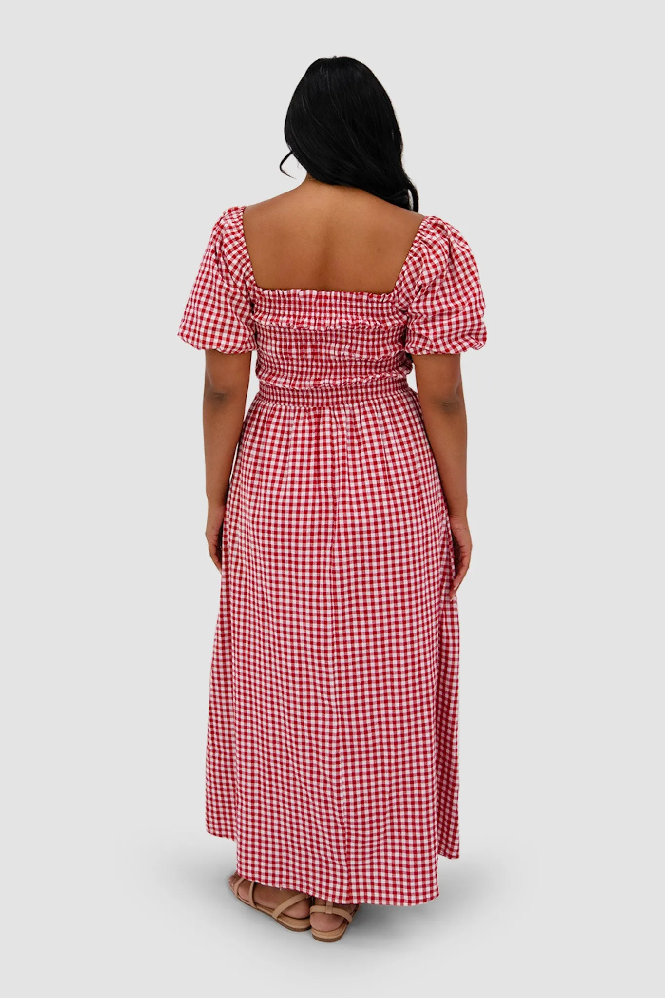 ISMAE MAXI DRESS RED GINGHAM