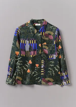 Isobel Harvey Birds Print Baya Shirt | Oil Green