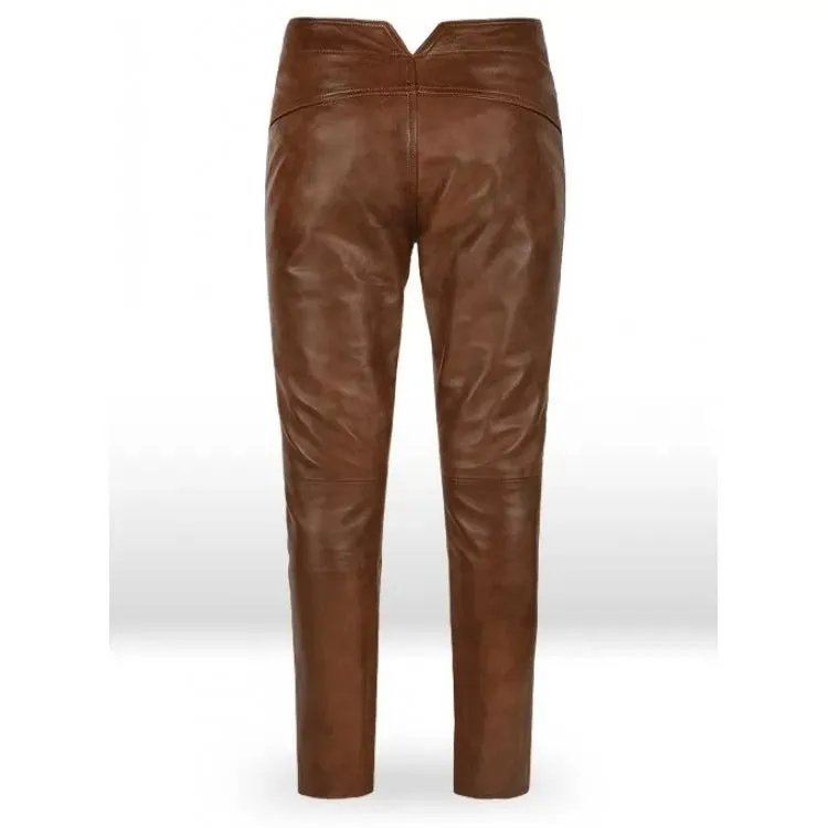 Jim Morrison Custom Made Genuine Soft Brown Leather Pants