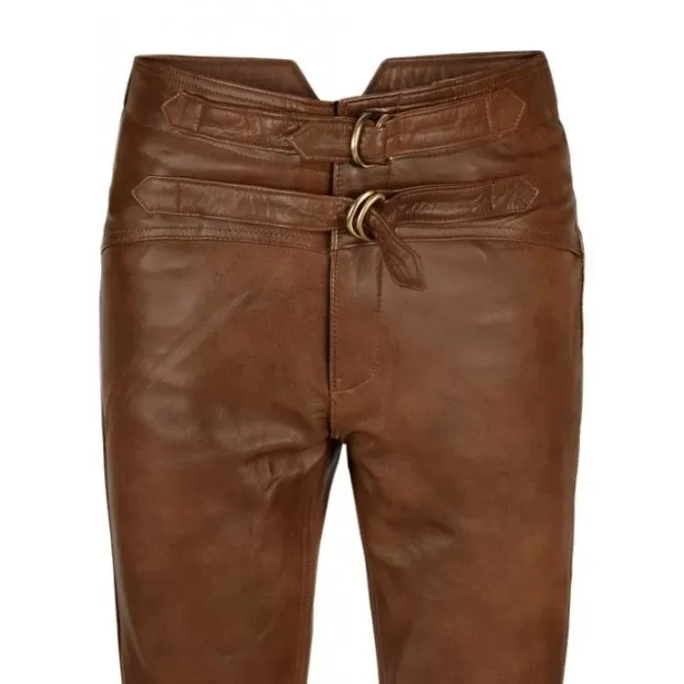 Jim Morrison Custom Made Genuine Soft Brown Leather Pants