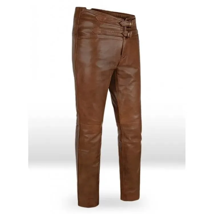 Jim Morrison Custom Made Genuine Soft Brown Leather Pants