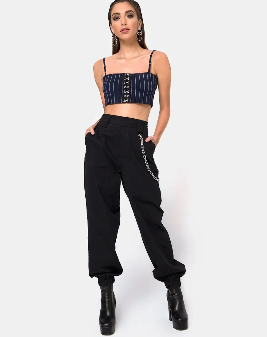 Kyga Crop Top In Navy Pinstripe