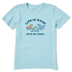 Life is Good Women's Bluebird Peeps Short Sleeve Tee (Beach Blue)