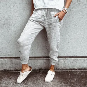 Light grey LINEN ULTIMATE joggers