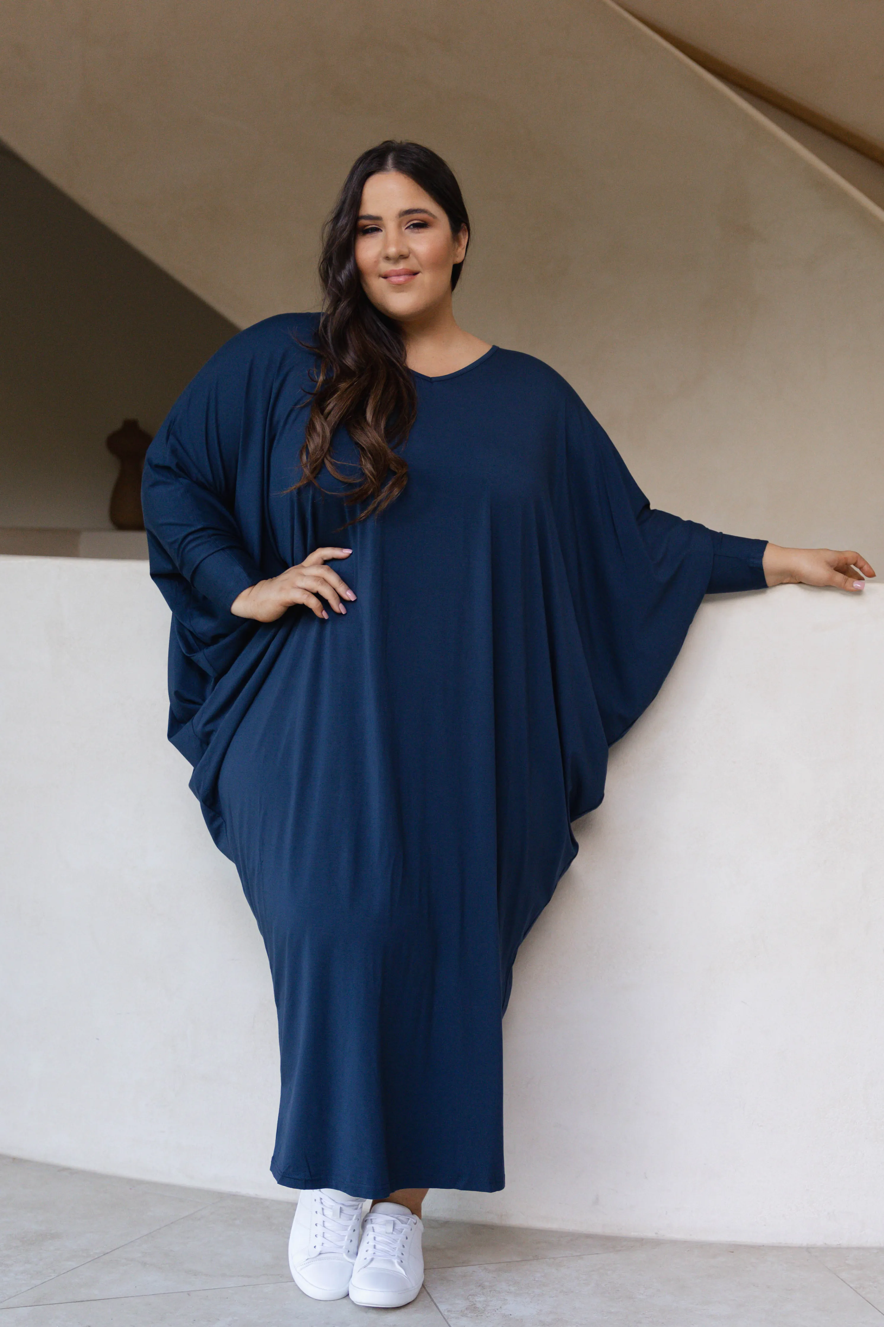 Long Sleeve Maxi Miracle Dress in Navy