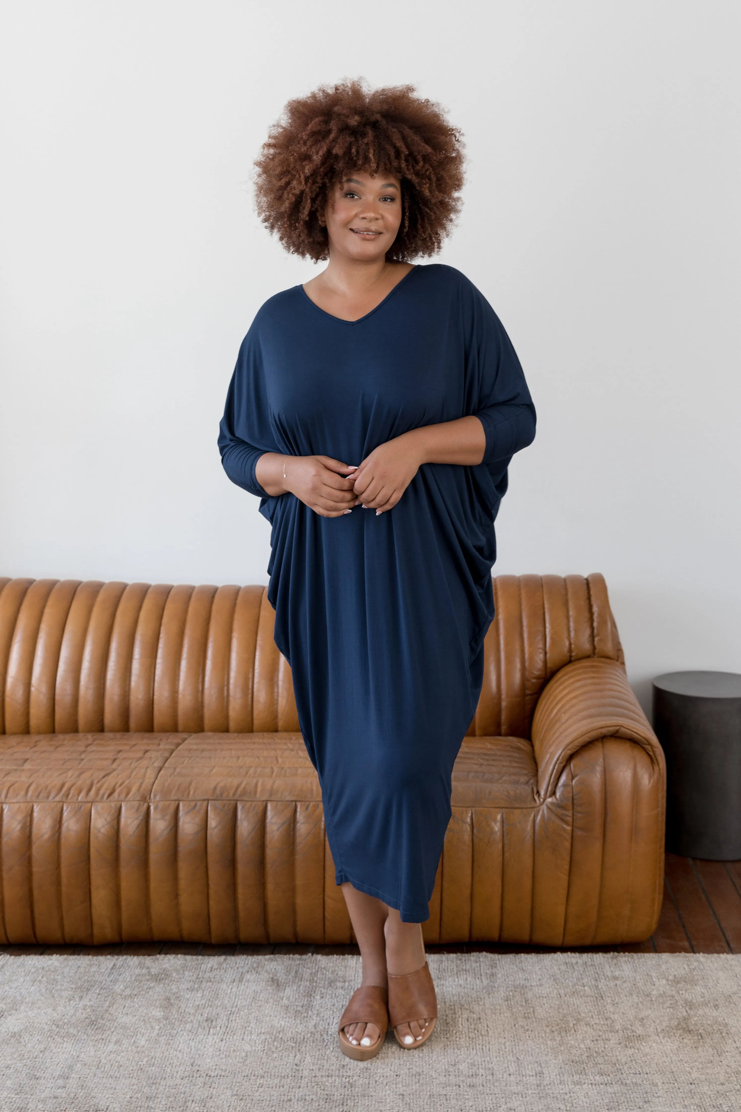 Long Sleeve Maxi Miracle Dress in Navy