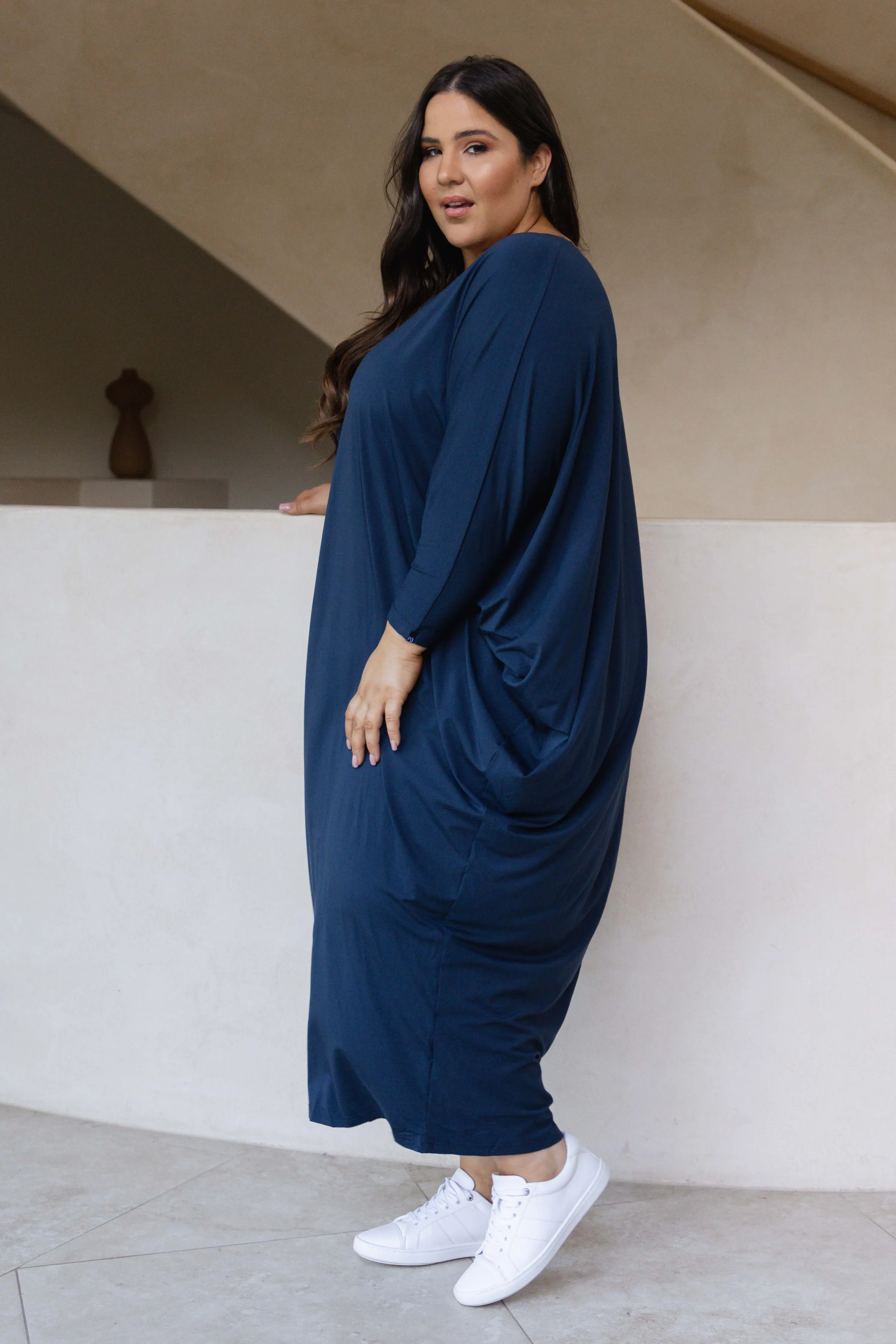 Long Sleeve Maxi Miracle Dress in Navy