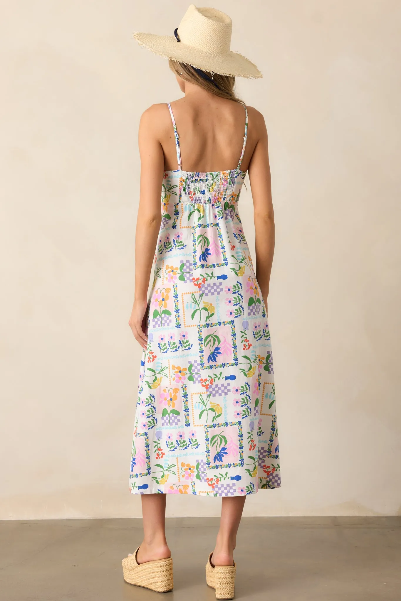 MINKPINK Nikita Twist Ivory Picnic Midi Dress