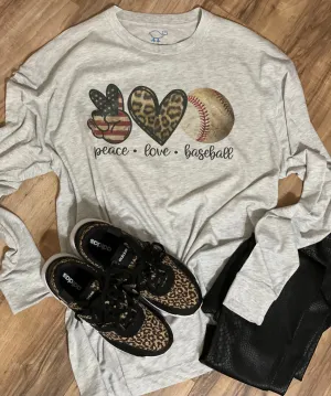 Peace, Love, Baseball Long-Sleeve Tee