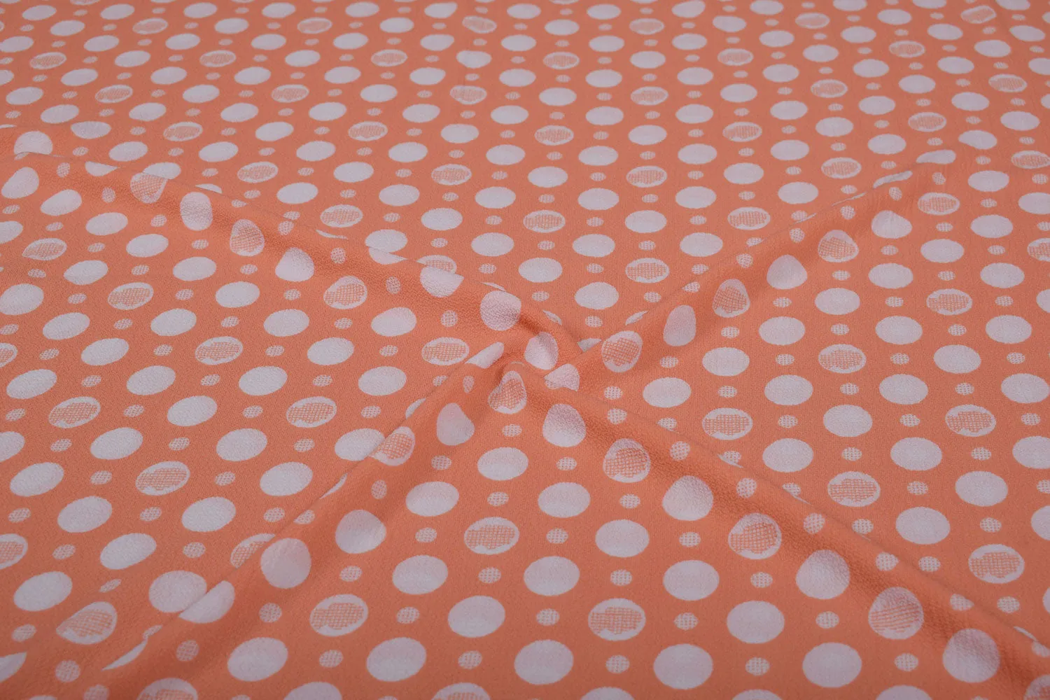 Peach & White Bubble Georgette Fabric