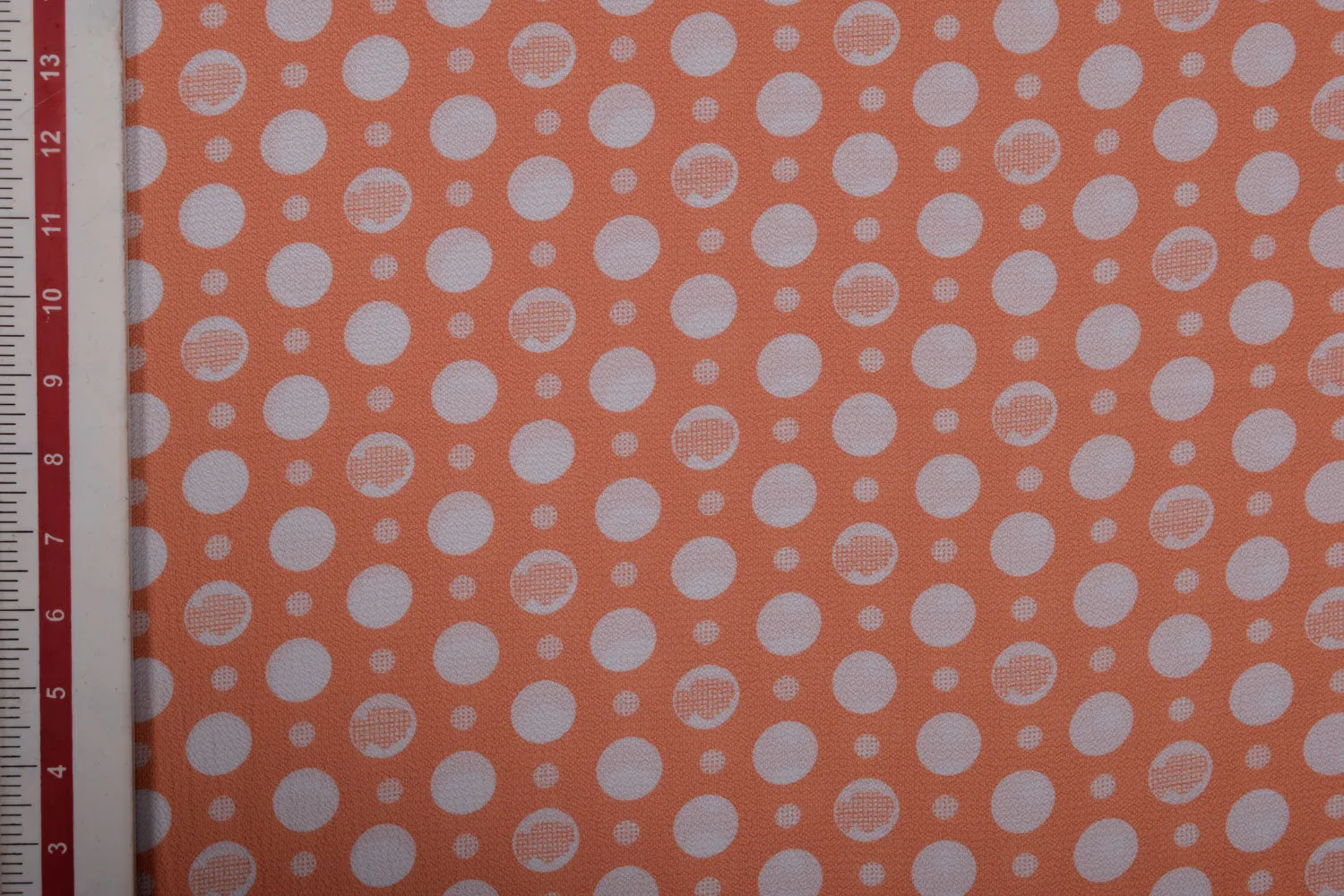 Peach & White Bubble Georgette Fabric