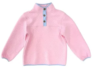 Quilted Pullover- Light Pink and Light Blue