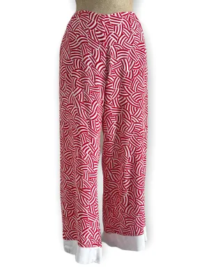 Red Deco Waves 1930s Style Louise Lounge Capri Pant