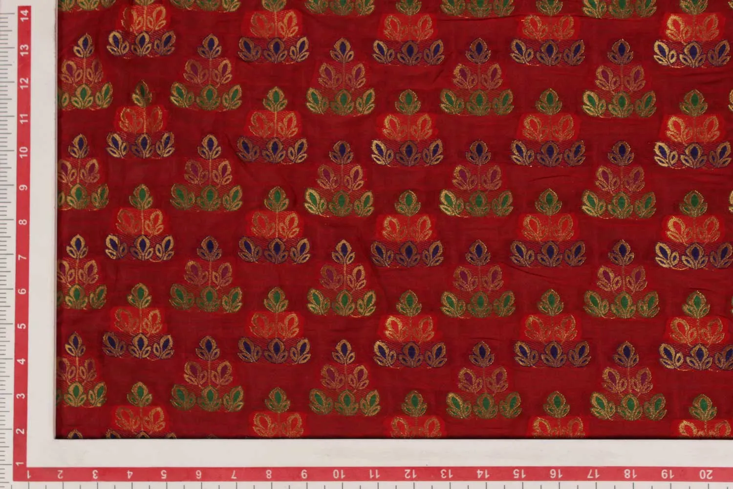 Red Traditional Georgette Jacquard Viscose Fabric