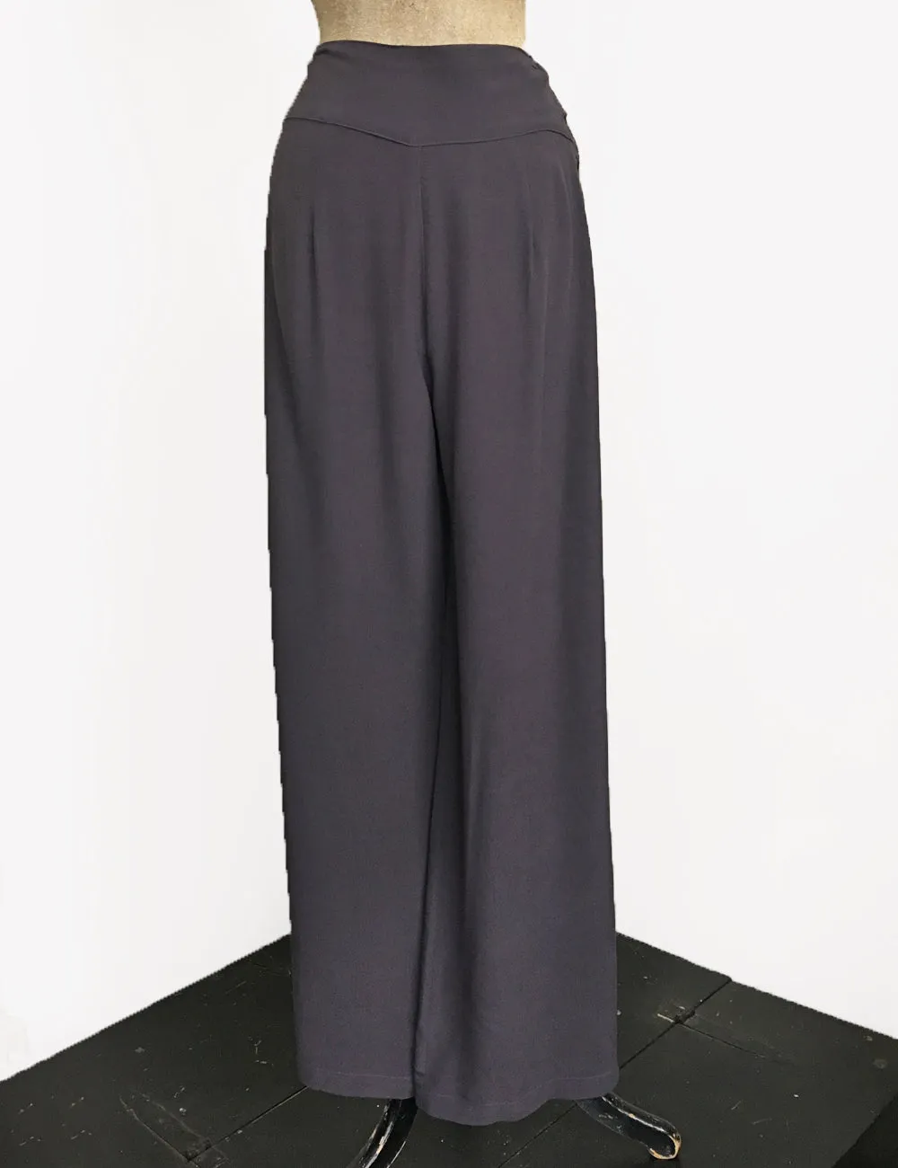 Slate Grey Retro 1940s Style High Waisted Palazzo Pants