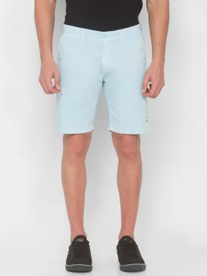 Spykar Men Sky Blue Solid Relaxed Mid-Rise Shorts (Relaxed)